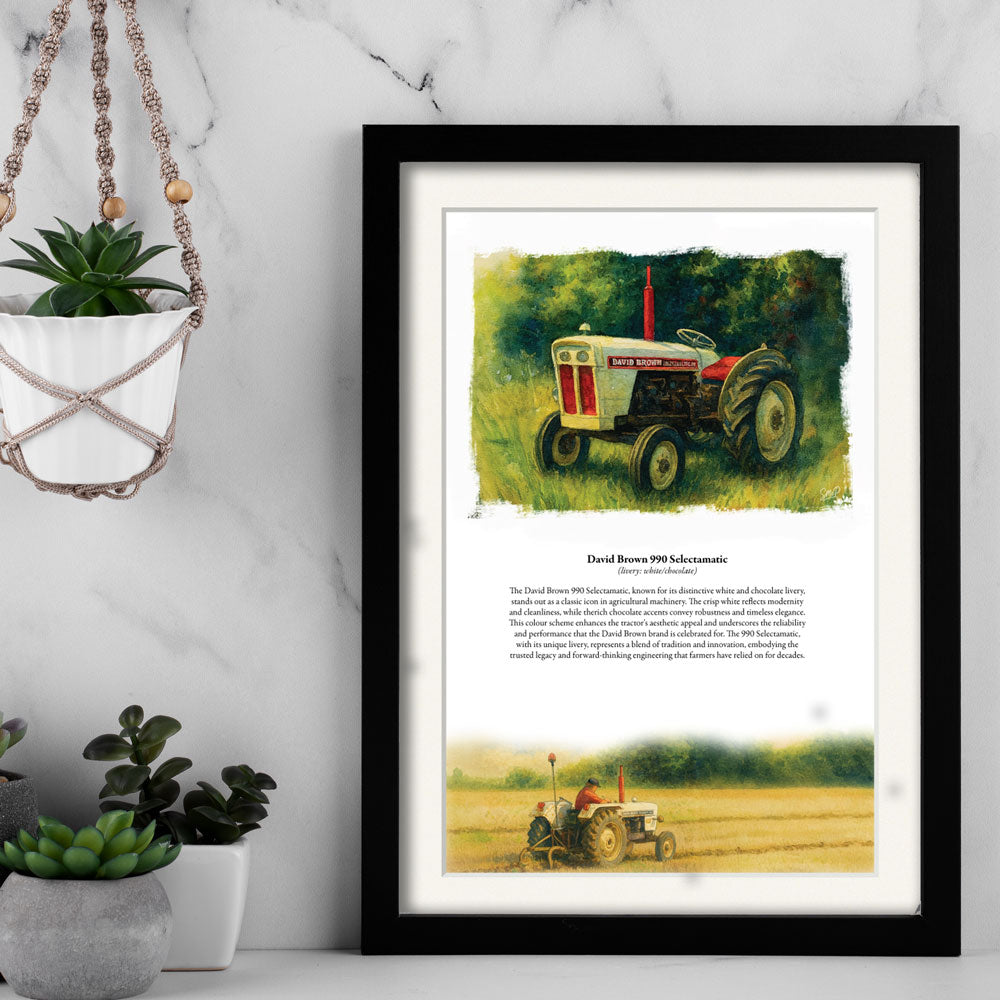 Vintage Tractor Poster — David-Brown-990-Selectamatic