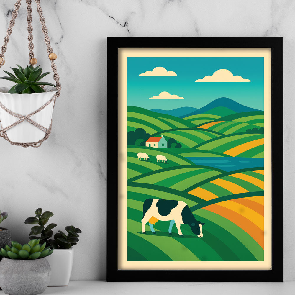 Scottish Friesian Cow Landscape – Farm Poster