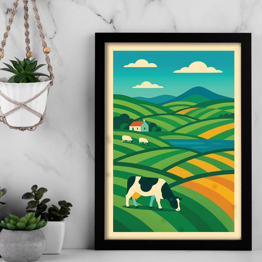 Scottish Friesian Cow Landscape – Farm Poster
