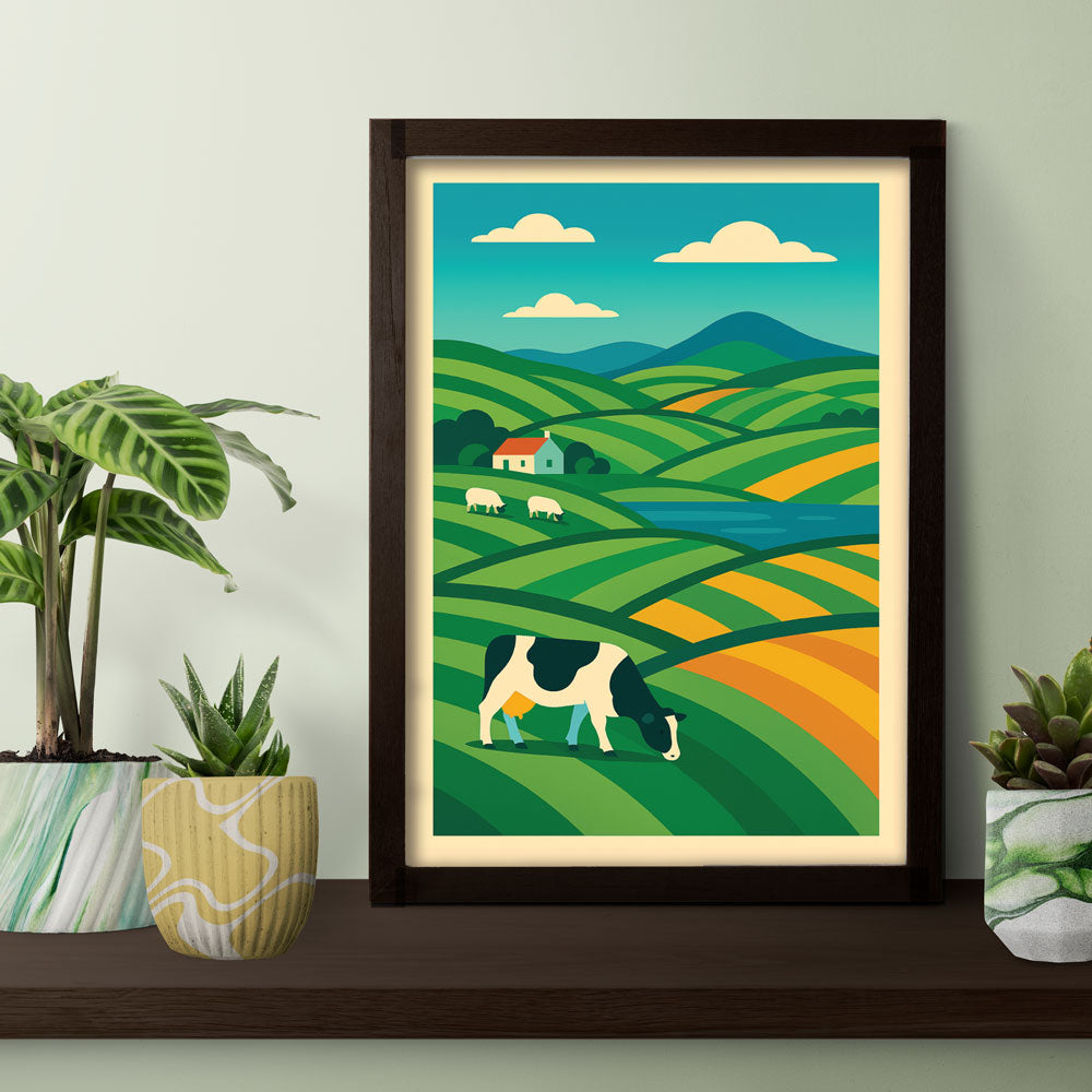 Scottish Friesian Cow Landscape – Farm Poster
