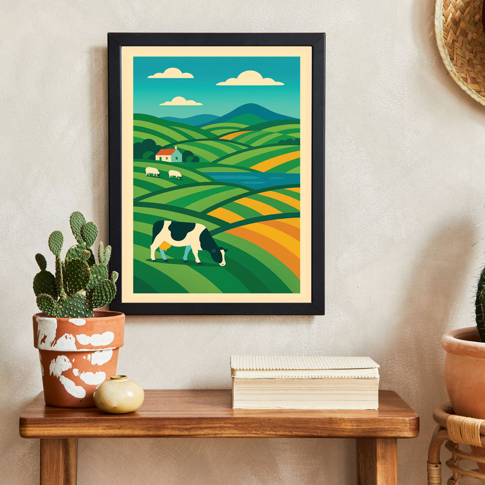 Scottish Friesian Cow Landscape – Farm Poster
