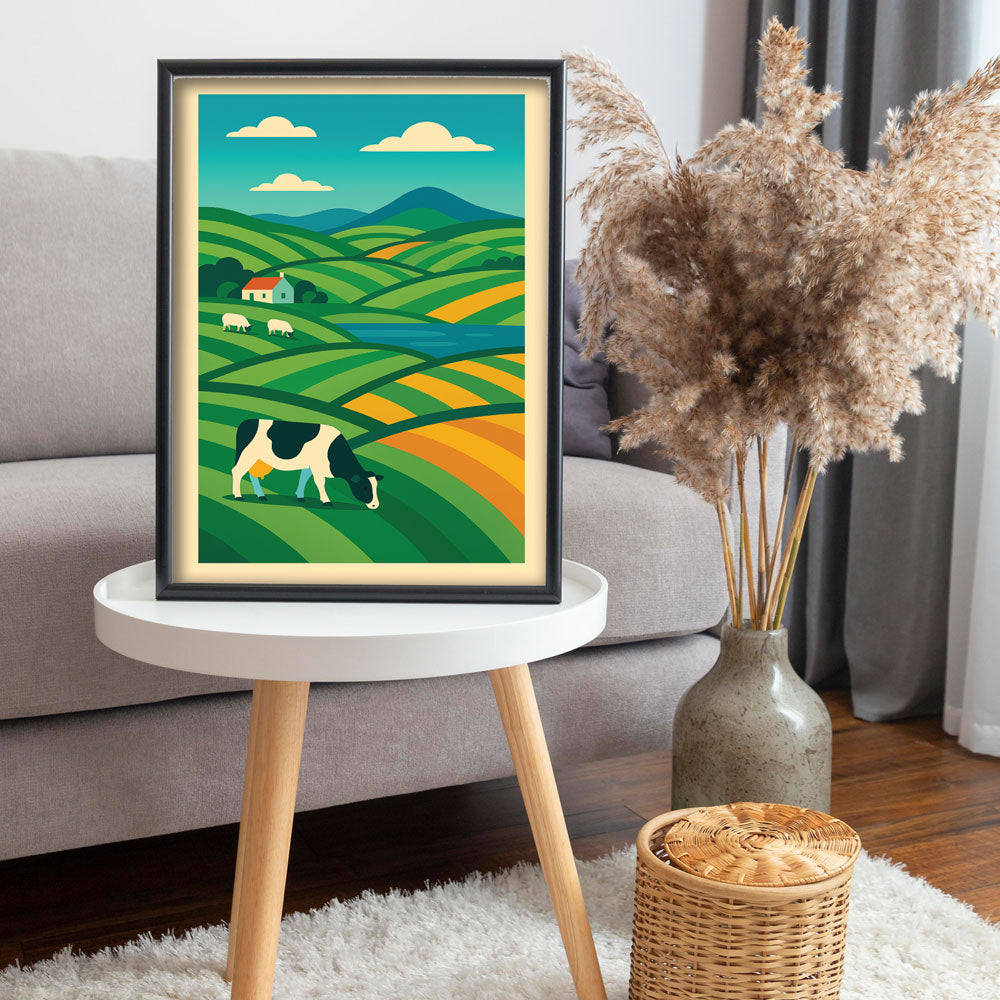 Scottish Friesian Cow Landscape – Farm Poster