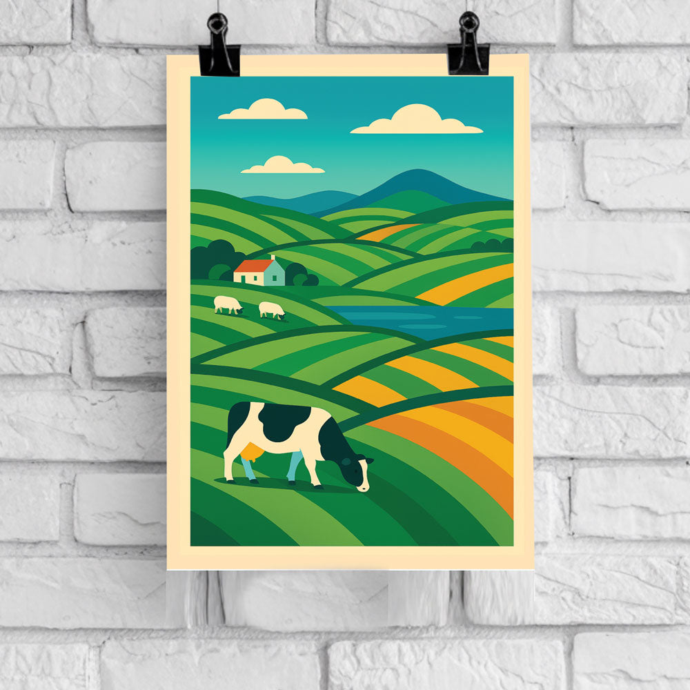 Scottish Friesian Cow Landscape – Farm Poster