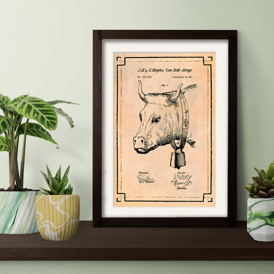 Vintage Cow Bell Patent Poster