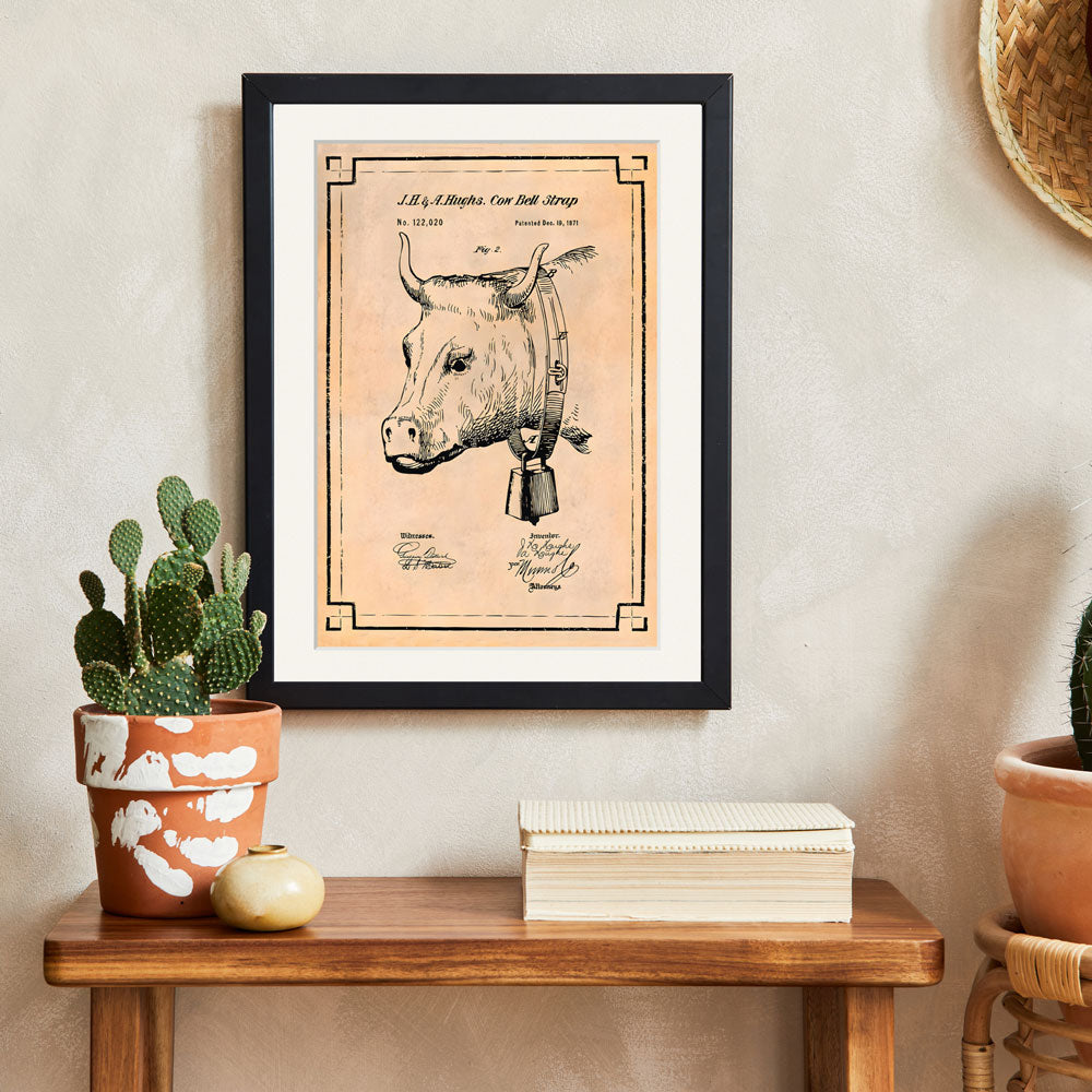 Vintage Cow Bell Patent Poster