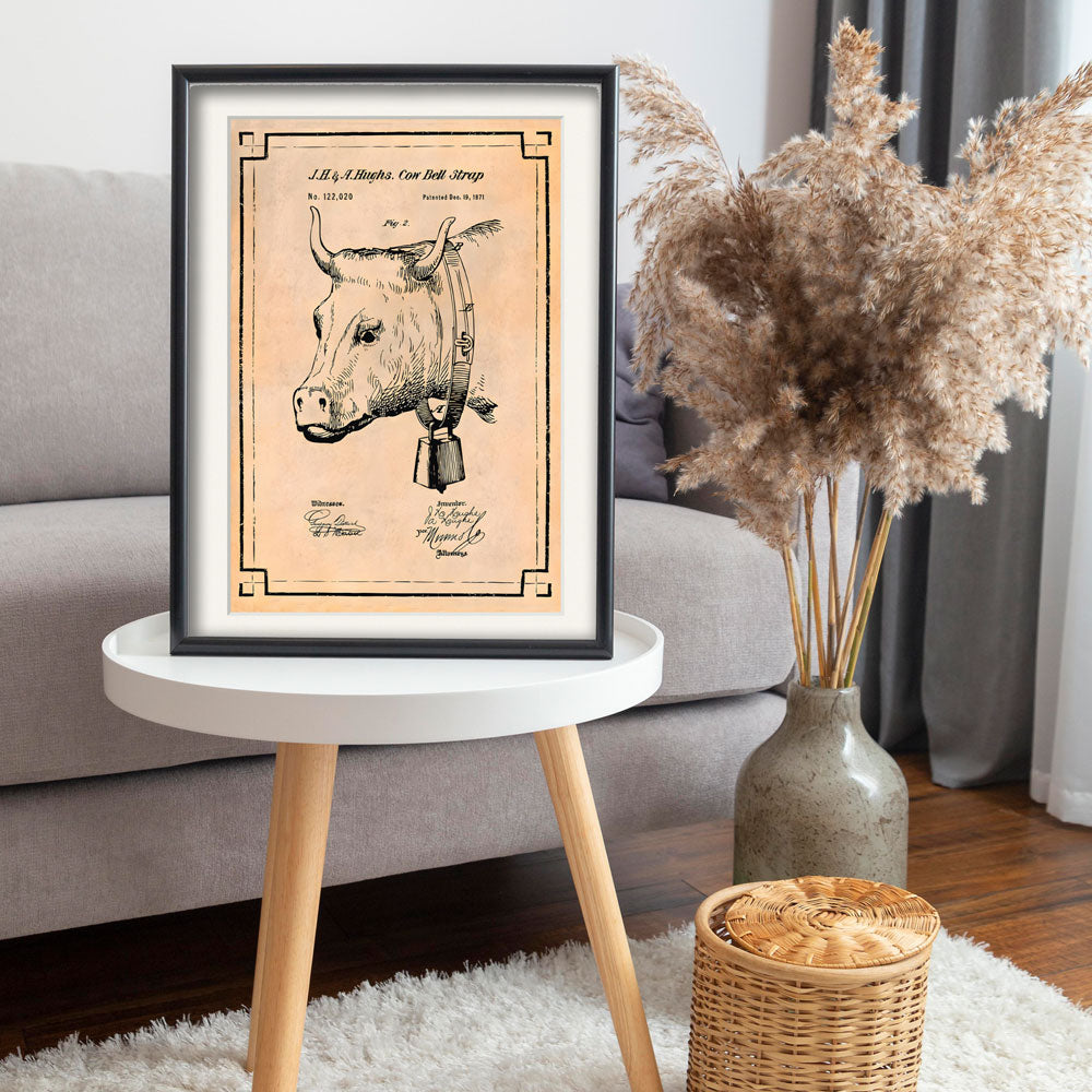 Vintage Cow Bell Patent Poster