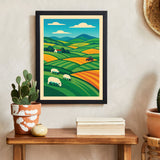 Spring Fields with Sheep & Tractor – Scottish Poster